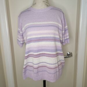 Vintage Pastel Stripe Knit Short Sleeve Top